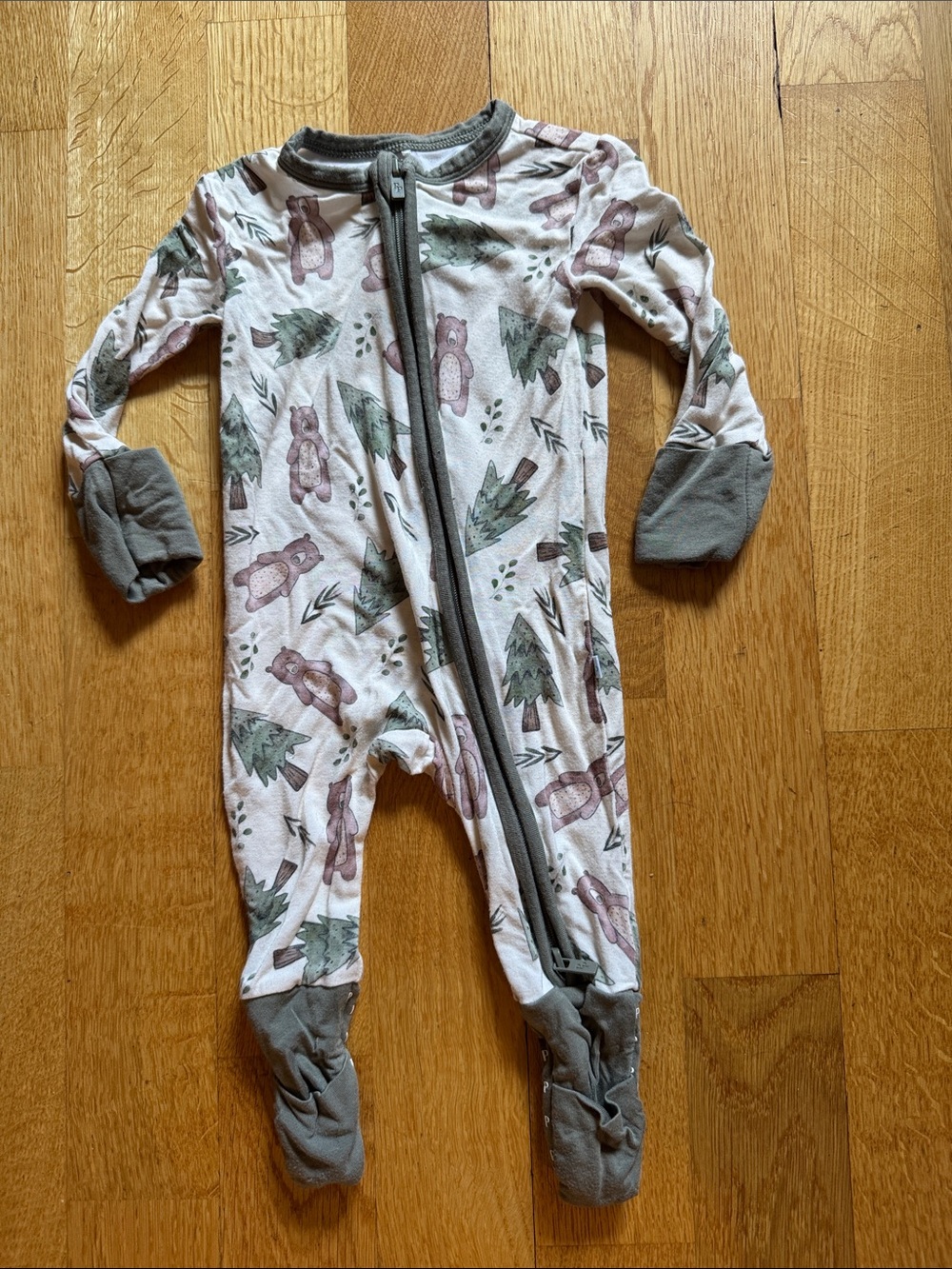 Posh Peanut bear tree Bamboo Convertible Footie 0-3months
